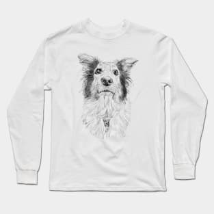 Australian Shepard pencil drawing Long Sleeve T-Shirt